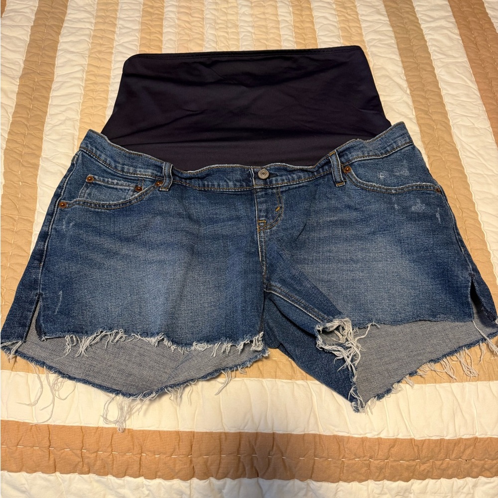 Abercrombie & Fitch Maternity Denim Cutoff Shorts - Dark Blue